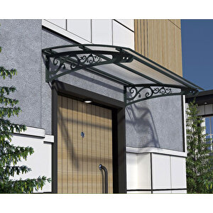 Metal Taşıyıcılı Kapı Üstü Pratik Sundurma Antrasit - Şeffaf Levha 300 X 120 Md2