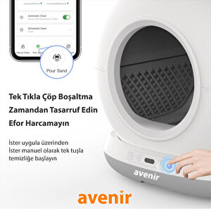 Av-cb02w Akıllı Otomatik Kedi Tuvaleti App Kontrol Koku Yapmayan Kum Kabı