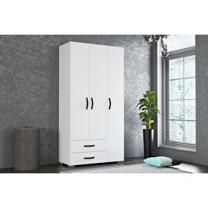 Milan 3 Kapak 2 Çekmeceli Gardırop - Beyaz