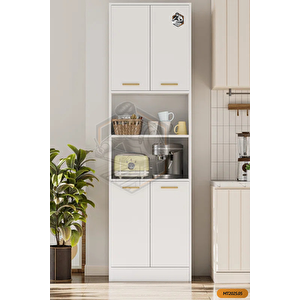 Tamamı Mdf 4 Kapaklı Ve Açık Raflı Çok Amaçlı Mutfak Dolabı/kavanozluk/kiler Dolabı