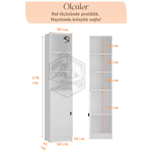 Tamamı Mdf Tek Kapaklı Ve Açık Raflı Çok Amaçlı Mutfak Dolabı/kavanozluk/kiler Dolabı