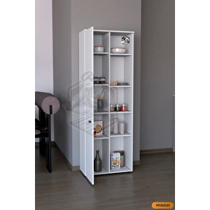 Tamamı Mdf Tek Kapaklı Ve Açık Raflı Çok Amaçlı Mutfak Dolabı/kavanozluk/kiler Dolabı