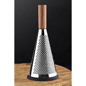 Ahşap Saplı Modern Paslanmaz Çelik Koni Rende 28 X 12 Cm