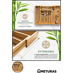 Mutfak Bambu Ayarlanabilir Çekmece Içi Ölçü Ayarlı Kaşıklık 5-7 Bölmeli