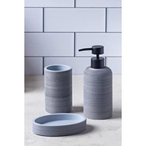 Çizgi Desenli 3'lü Banyo Aksesuar Seti - Sabunluk, Losyonluk, Diş Fırçalık Şık Ve Modern Tasarım