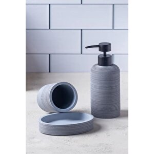 Çizgi Desenli 3'lü Banyo Aksesuar Seti - Sabunluk, Losyonluk, Diş Fırçalık Şık Ve Modern Tasarım