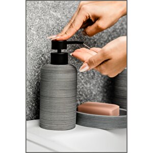 Çizgi Desenli 3'lü Banyo Aksesuar Seti - Sabunluk, Losyonluk, Diş Fırçalık Şık Ve Modern Tasarım