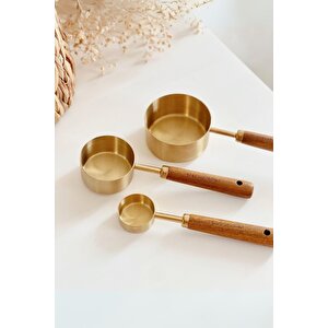 Pinterest 3'lü Ahşap Saplı Metal Ölçü Kaşığı Seti - 15 Ml | 60 Ml | 125 Ml