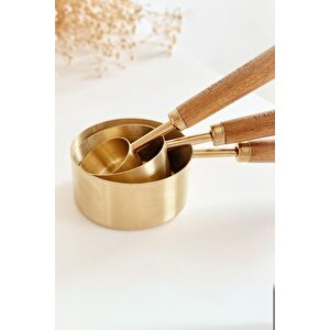Pinterest 3'lü Ahşap Saplı Metal Ölçü Kaşığı Seti - 15 Ml | 60 Ml | 125 Ml