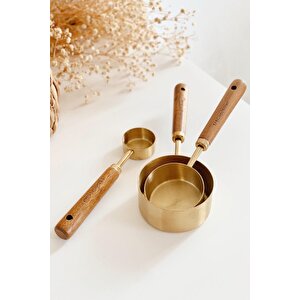 Pinterest 3'lü Ahşap Saplı Metal Ölçü Kaşığı Seti - 15 Ml | 60 Ml | 125 Ml
