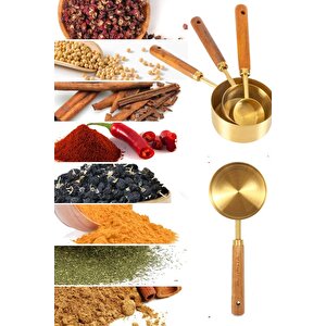 Pinterest 3'lü Ahşap Saplı Metal Ölçü Kaşığı Seti - 15 Ml | 60 Ml | 125 Ml