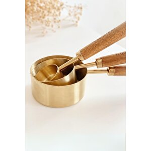 Pinterest 3'lü Ahşap Saplı Metal Ölçü Kaşığı Seti - 15 Ml | 60 Ml | 125 Ml