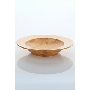 Bambu Ahşap Tabak - Derin Sunum Ve Servis Makarna Tabağı 30 * 6 Cm