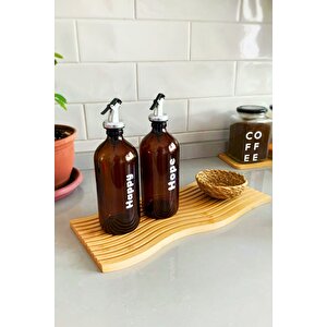 Bambu Çizgili Dikdörtgen Sunumluk Ve Servis Tahtası Çok Amaçlı Dekoratif - 39x17 Cm