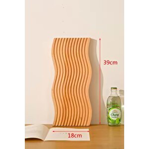 Bambu Çizgili Dikdörtgen Sunumluk Ve Servis Tahtası Çok Amaçlı Dekoratif - 39x17 Cm