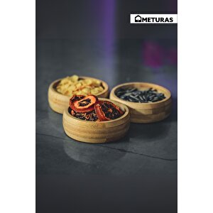 3'lü Bambu Çerezlik Sosluk Seti Ahşap Kase Doğal Bambu Sunum Kabı Tabak