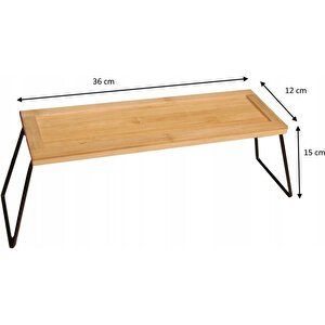 Dekoratif Bambu Ve Metal Ayaklı Saklama Düzenleme Rafı Organizer- 36x12x15 Cm