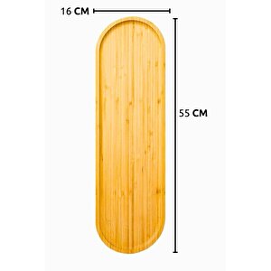 Dekoratif Oval Kahvaltı Dekoratif Doğal Bambu Kahvaltı Meze Sunum Tabağı 55 * 16 Cm