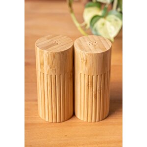 Doğal Bambu Tuzluk Ve Biberlik Seti - 2'li 5 X 11 Cm