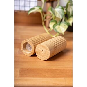 Doğal Bambu Tuzluk Ve Biberlik Seti - 2'li 5 X 11 Cm