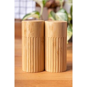 Doğal Bambu Tuzluk Ve Biberlik Seti - 2'li 5 X 11 Cm