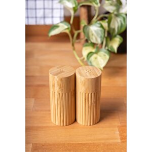 Doğal Bambu Tuzluk Ve Biberlik Seti - 2'li 5 X 11 Cm