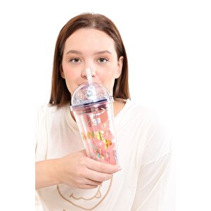 450 Ml Polikarbon Planet Astronot Figürlü Dürbün Pipetli Bardak Kupa Mug 20 * 10 Cm 3403