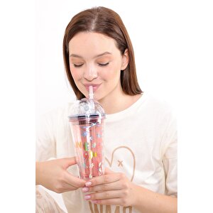450 Ml Polikarbon Planet Astronot Figürlü Dürbün Pipetli Bardak Kupa Mug 20 * 10 Cm 3403