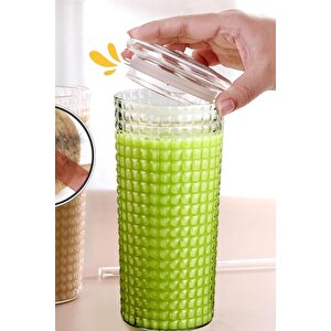 Kapaklı Ve Cam Pipetli 750ml Cam Bardak – Borosilikat Cam, Yeniden Kullanılabilir,