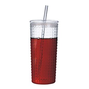 Kapaklı Ve Cam Pipetli 750ml Cam Bardak – Borosilikat Cam, Yeniden Kullanılabilir,