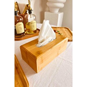 Çok Amaçlı Bambu Peçetelik Ve Düzenleme Kutusu 25x14x7,5 Cm