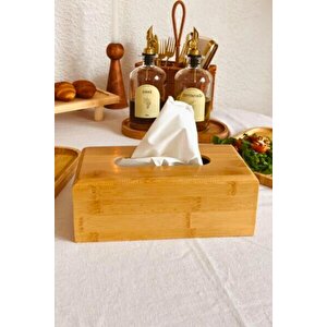 Çok Amaçlı Bambu Peçetelik Ve Düzenleme Kutusu 25x14x7,5 Cm