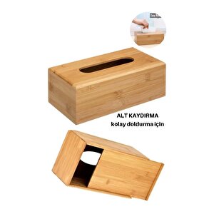 Çok Amaçlı Bambu Peçetelik Ve Düzenleme Kutusu 25x14x7,5 Cm