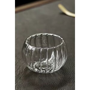 Isıya Dayanıklı Şeffaf Çift Katmanlı Cidarlı Cam Bardak Sosluk Takımı Şık Şerit | 50 Ml  X 6