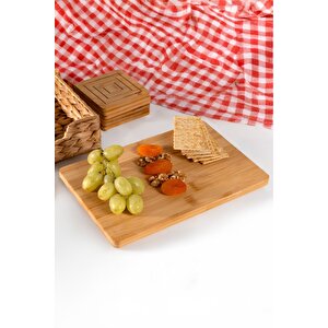 Mutfak Bambu Misket Ayaklı Kesme Sunum Tahtası Ahşap 27*18*3 Cm
