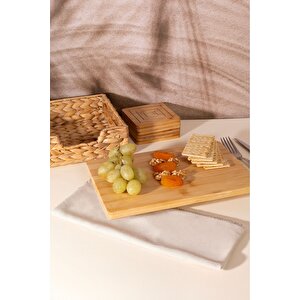 Mutfak Bambu Misket Ayaklı Kesme Sunum Tahtası Ahşap 27*18*3 Cm