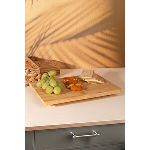 Mutfak Bambu Misket Ayaklı Kesme Sunum Tahtası Ahşap 27*18*3 Cm