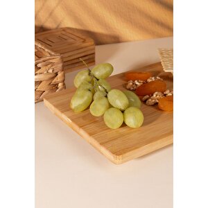 Mutfak Bambu Misket Ayaklı Kesme Sunum Tahtası Ahşap 27*18*3 Cm