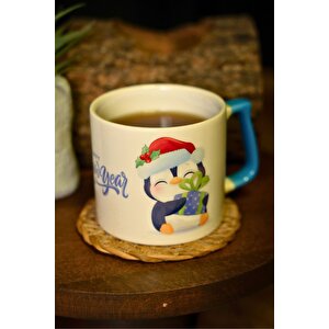 Hediye Yılbaşı Merry Christmas Penguen Temalı Seramik Kupa Bardak 225 Ml Penguen