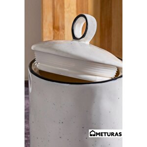 Modern Mutfak Silikon Vakum Kapaklı Porselen Baharatlık Seti Lina Line 3 Lü- 800 Ml