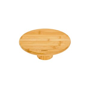 Bambu Yuvarlak Pasta Ve Börek Sunumluk Standı - 24 X 9,5 Cm Doğal Ve Şık Servis Tablası 4231
