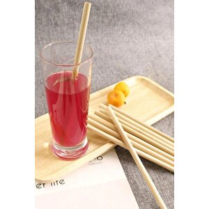 Doğa Dostu Doğal Bambu Pipet Seti 24 Adet Yeniden Kullanılabilir 20 Cm