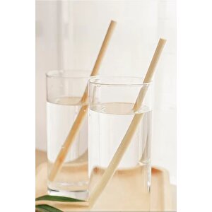Doğa Dostu Doğal Bambu Pipet Seti 24 Adet Yeniden Kullanılabilir 20 Cm