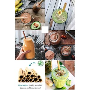 Doğa Dostu Doğal Bambu Pipet Seti 24 Adet Yeniden Kullanılabilir 20 Cm