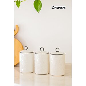 Porselen Silikon Vakum Kapaklı Mutfak Baharatlık Kavanoz Seti 6 Lı 3 X 400 3 X 800 Ml Dekoratif