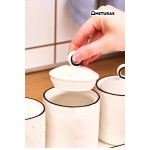Porselen Silikon Vakum Kapaklı Mutfak Baharatlık Kavanoz Seti 6 Lı 3 X 400 3 X 800 Ml Dekoratif