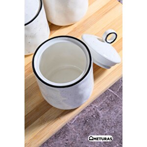 Porselen Silikon Vakum Kapaklı Mutfak Baharatlık Kavanoz Seti 6 Lı 3 X 400 3 X 800 Ml Dekoratif