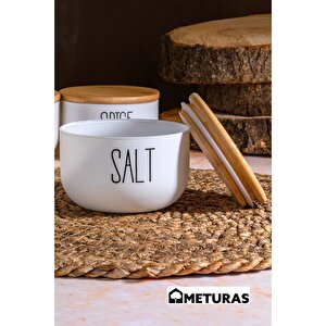 Bambu Vakumlu Hava Geçirmez Silindir Kapak Cam Kavonoz Baharat Seti 3'lü 370 Ml