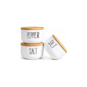 Bambu Vakumlu Hava Geçirmez Silindir Kapak Cam Kavonoz Baharat Seti 3'lü 370 Ml