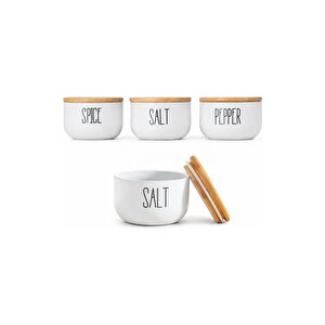 Bambu Vakumlu Hava Geçirmez Silindir Kapak Cam Kavonoz Baharat Seti 3'lü 370 Ml